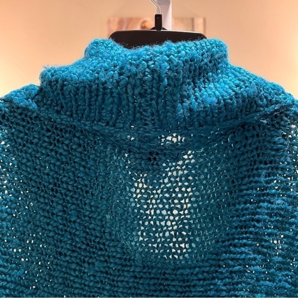 CALVIN KLEIN JEANS Small Teal Green Cowl Turtleneck Loose Knobby Knit Sweater - Picture 9 of 15